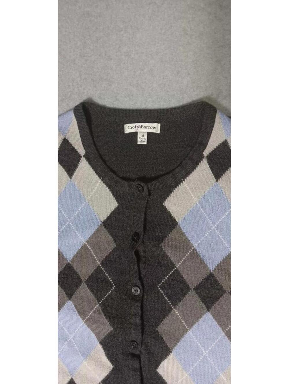 Croft And Barrow Argyle Long Sleeve Button Up Cardigan Womens Size Medium... - Picture 7 of 12